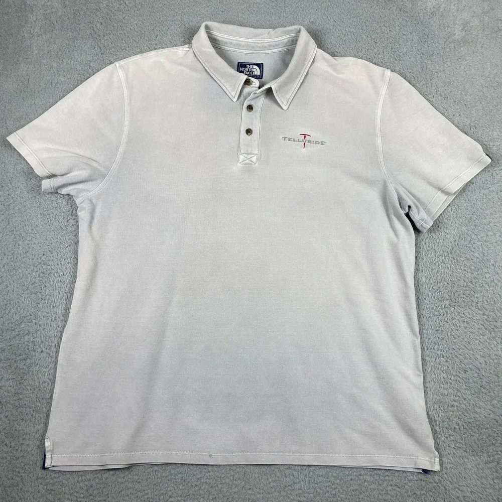 The North Face Telluride Polo Shirt Mens XL Gray Short Sleeve Cotton Pique Logo